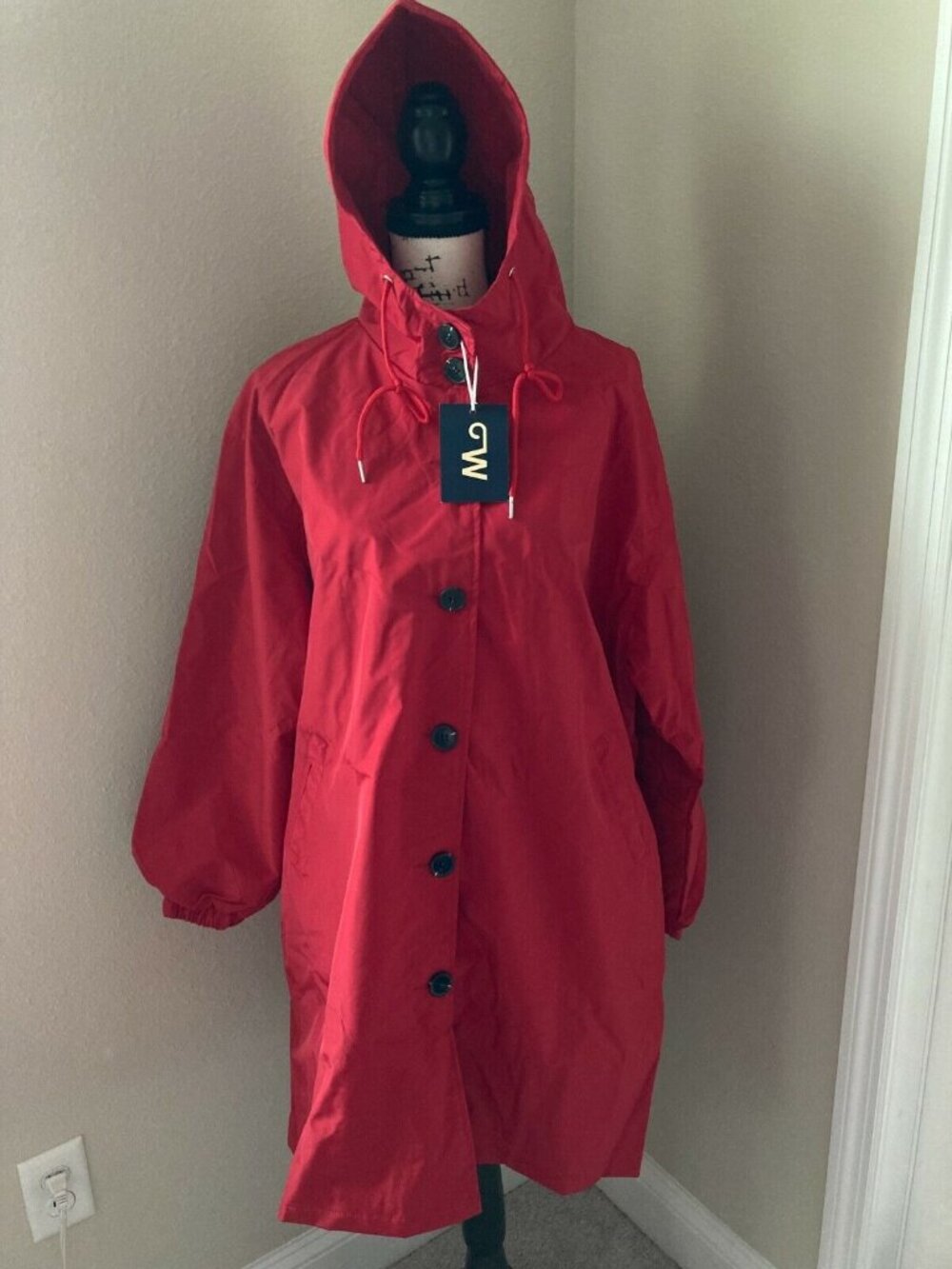 WINDBREAKER RED RAINCOAT JACKET - WOMEN'S SIZE XL - NWT